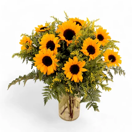 Βάζο μεγάλο με 10 ηλίανθους.