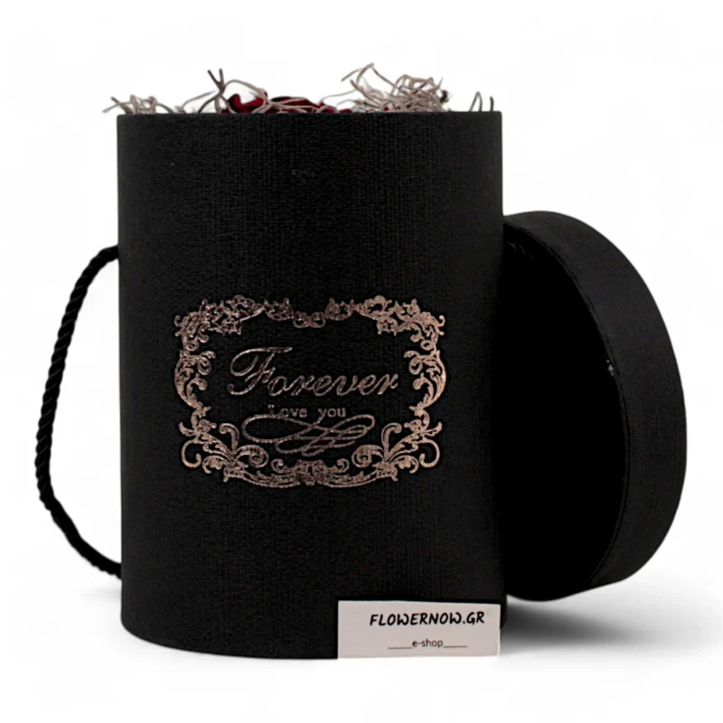 Μαύρη καπελιέρα με κόκκινο forever τριαντάφυλλο.