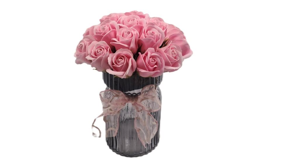 ΓΥΑΛΙΝΟ ΒΑΖΟ ΜΕ ΡΟΖ SOAP ROSES